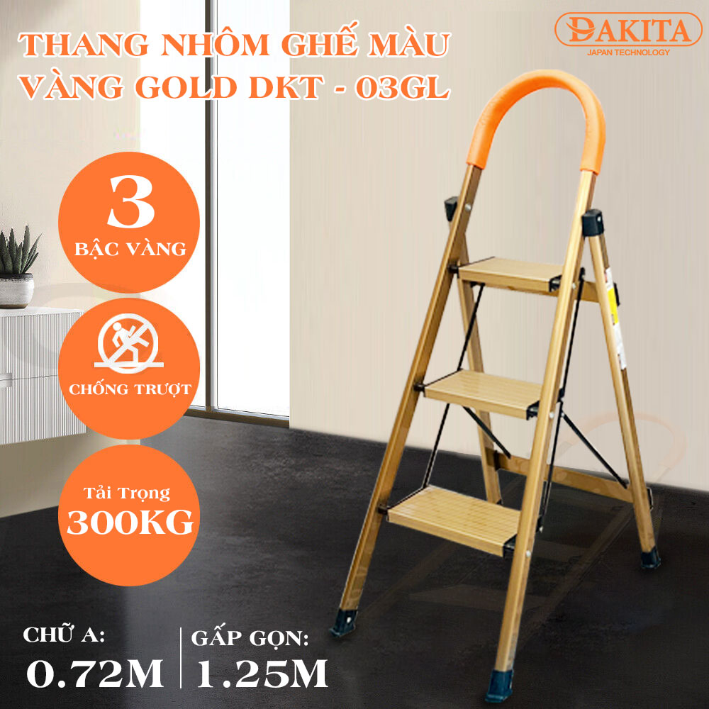 [SIÊU PHẨM THANG GHẾ 2023] Thang nhôm ghế DAKITA DKT-03GL – Chữ A 0.72m [ĐỘC QUYỀN CHỈ CÓ TẠI DAKITA]