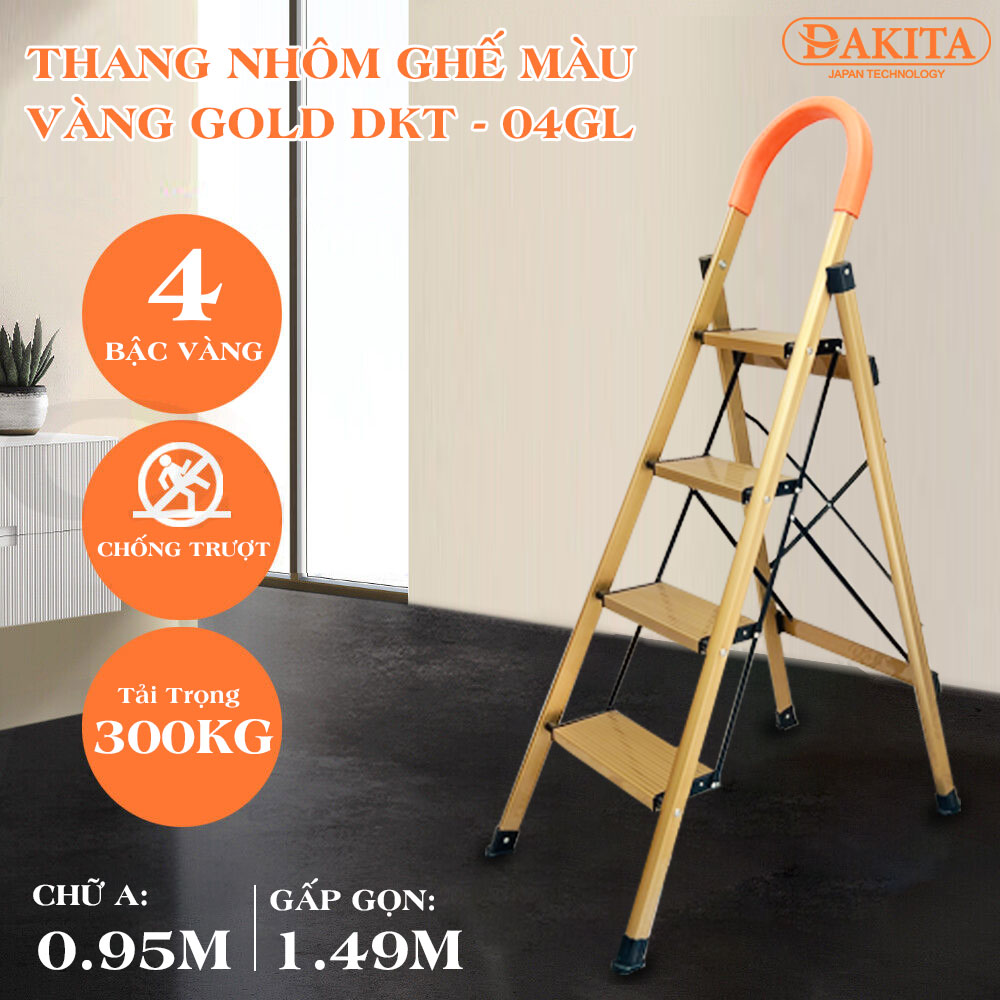 [SƠN TỈNH ĐIỆN 3 LỚP] Thang nhôm ghế DAKITA DKT-04GL – Chữ A 0.95m [NHẸ - DỄ XÀI]