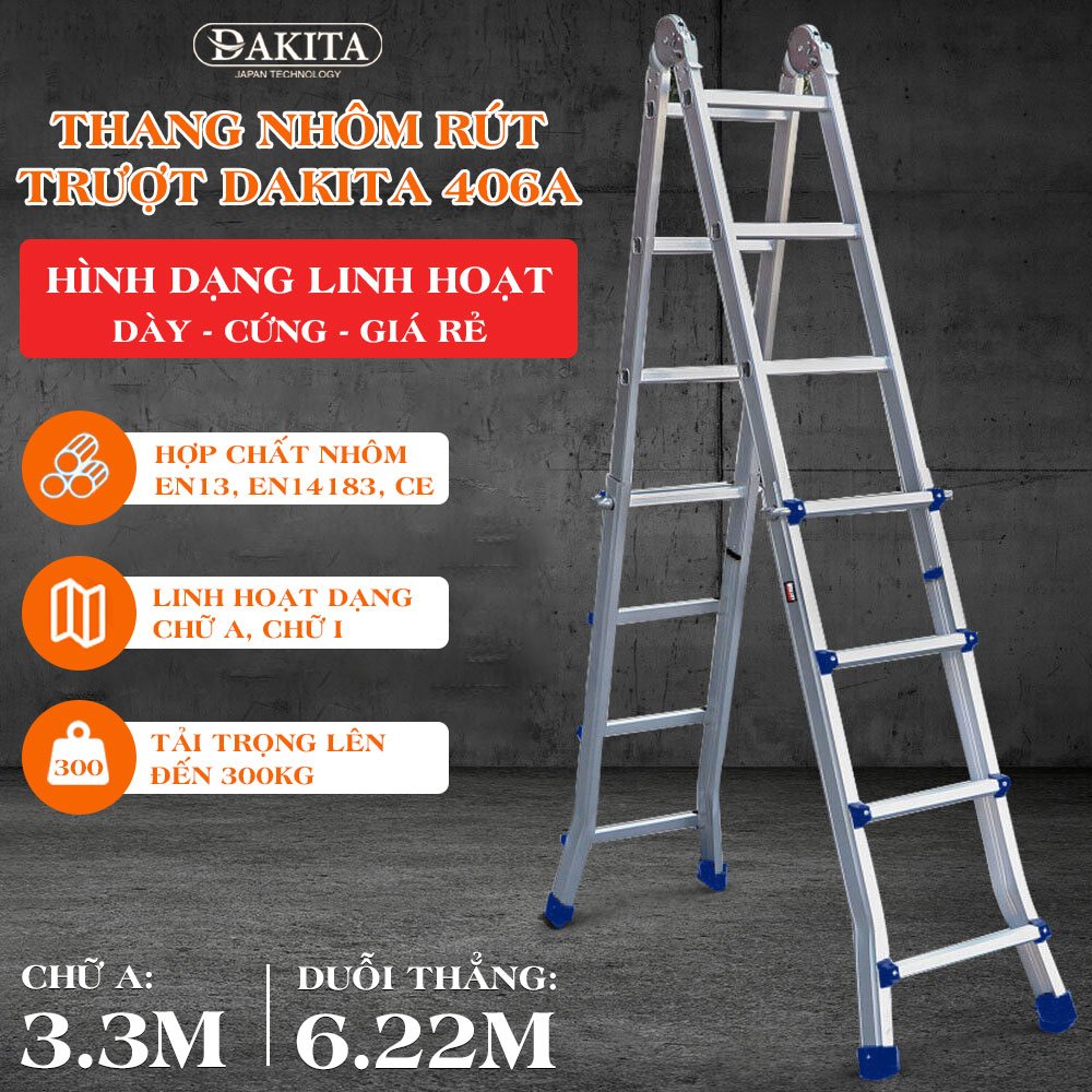 Thang Nhôm Rút Trượt Chữ A DAKITA DKT- 406A