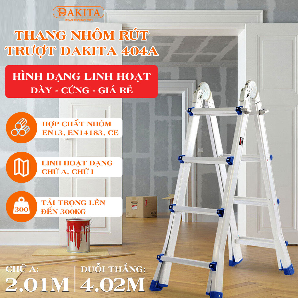 Thang Nhôm Rút Trượt Chữ A DAKITA DKT- 404A