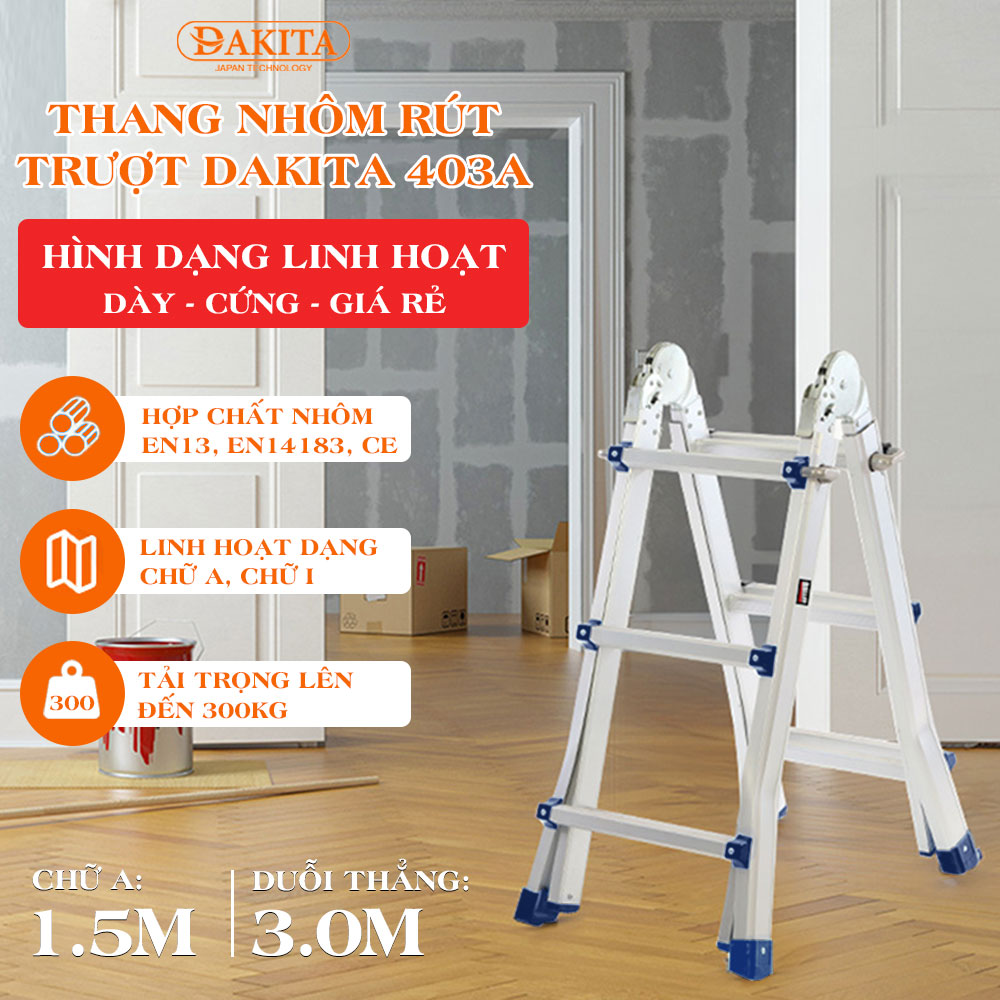 Thang Nhôm Rút Trượt Chữ A DAKITA DKT- 403A