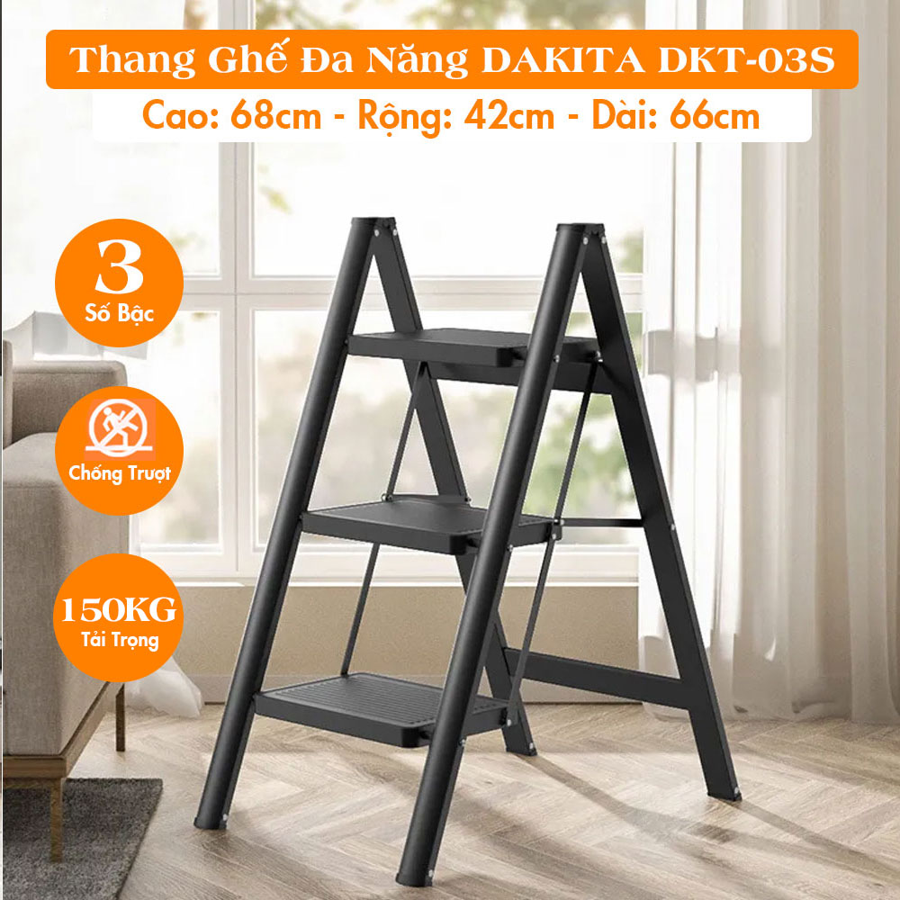 [NHẸ - DỄ XÀI - BẬC THANG TO]. Thang Ghế Đa Năng DAKITA DKT-03S – Chữ A 0.84m