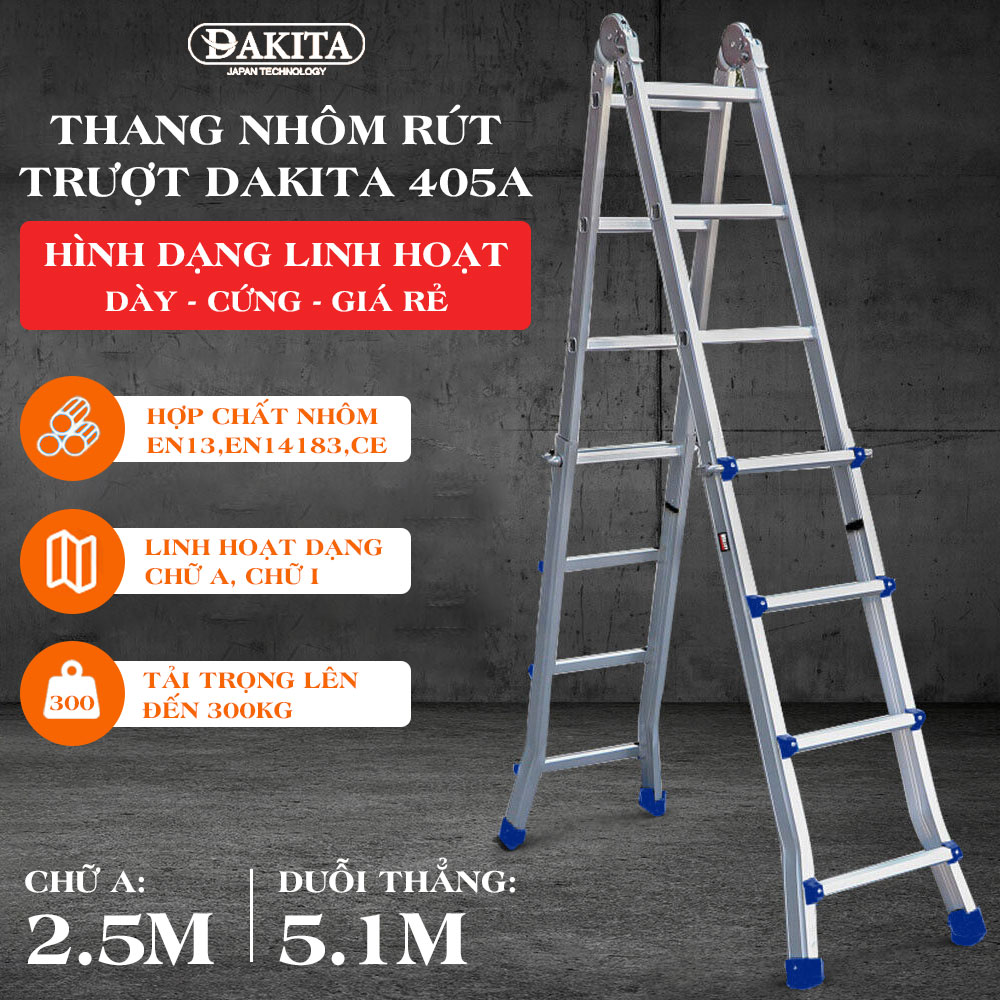 Thang Nhôm Rút Trượt Chữ A DAKITA DKT- 405A